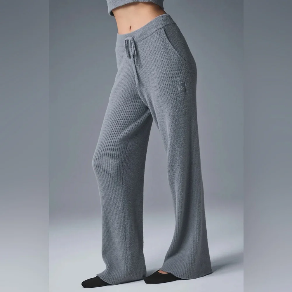 ALO YOGA | ✨NEW✨ Snuggle Up Sweater High-Waist Wide Leg Pant in Steel Grey
